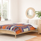 Colorful Retro Geometric Mod Portes Pattern Blue Orange Pink Cream Duvet Cover Gallery Image 2