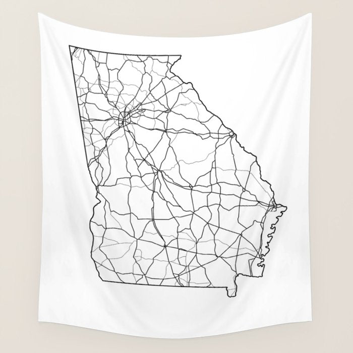 Georgia White Map Wall Tapestry Gallery Image 1