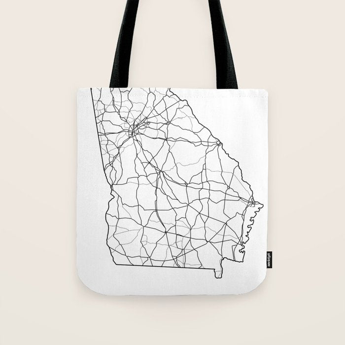 Georgia White Map Tote Bag Gallery Image 1