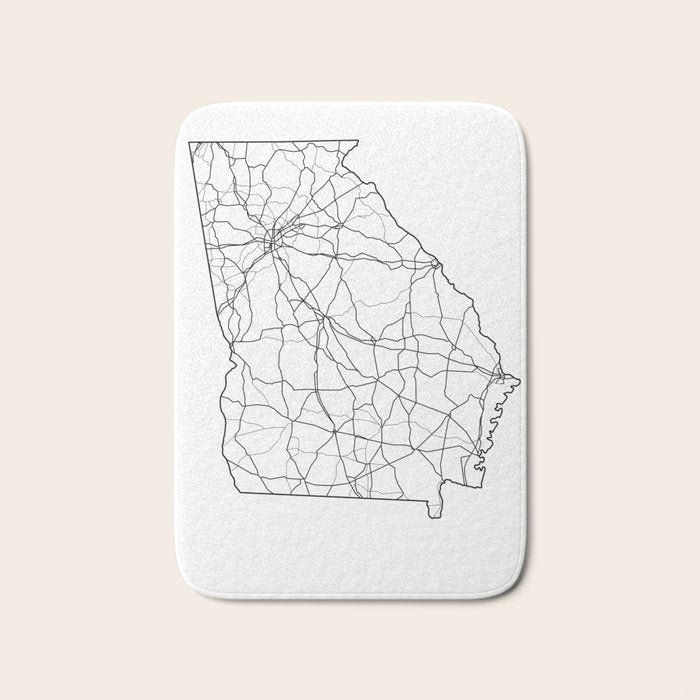 Georgia White Map Bath Mat Gallery Image 1
