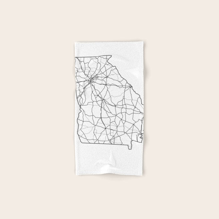Georgia White Map Bath Towel Gallery Image 1