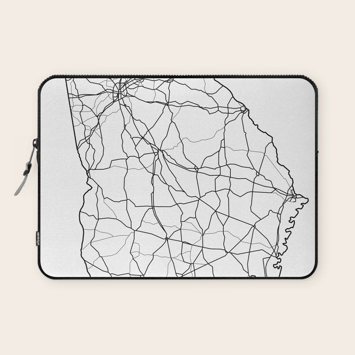 Georgia White Map Laptop Sleeve Gallery Image 1