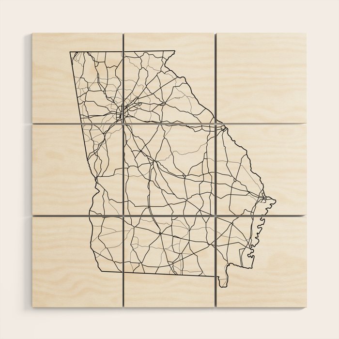 Georgia White Map Wood Wall Art Gallery Image 1