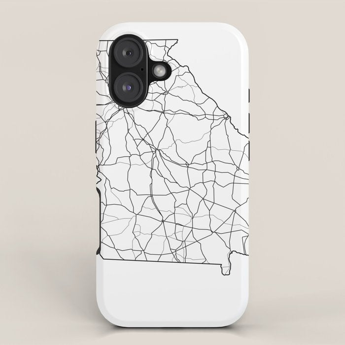 Georgia White Map iPhone Case Gallery Image 1