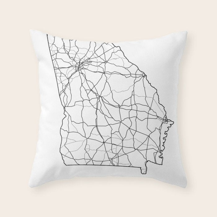 Georgia White Map Throw Pillow Gallery Image 6