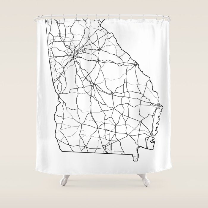 Georgia White Map Shower Curtain Gallery Image 1