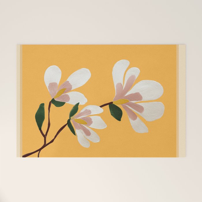 Golden Magnolia Blooms Welcome Mat Gallery Image 1
