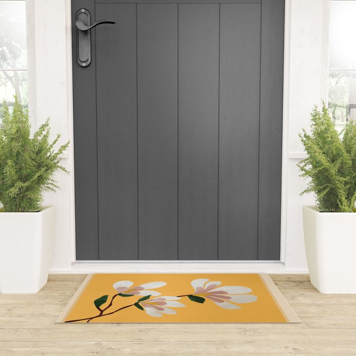 Golden Magnolia Blooms Welcome Mat Gallery Image 3