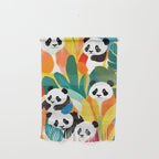 Pandas & Tropical, Nature Botanical Jungle Boho, Plants Wildlife Cute Animals, Funny Eclectic Summer Contemporary Painting Illustration  Wall Hanging Gallery Image 1