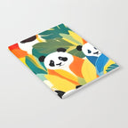Pandas & Tropical, Nature Botanical Jungle Boho, Plants Wildlife Cute Animals, Funny Eclectic Summer Contemporary Painting Illustration  Notebook Gallery Image 2