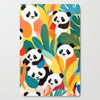 Pandas & Tropical, Nature Botanical Jungle Boho, Plants Wildlife Cute Animals, Funny Eclectic Summer Contemporary Painting Illustration  Cutting Board Gallery Image 1