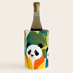 Pandas & Tropical, Nature Botanical Jungle Boho, Plants Wildlife Cute Animals, Funny Eclectic Summer Contemporary Painting Illustration  Wine Chiller Gallery Image 3