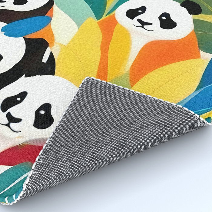 Pandas & Tropical, Nature Botanical Jungle Boho, Plants Wildlife Cute Animals, Funny Eclectic Summer Contemporary Painting Illustration  Rug Gallery Image 4