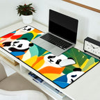 Pandas & Tropical, Nature Botanical Jungle Boho, Plants Wildlife Cute Animals, Funny Eclectic Summer Contemporary Painting Illustration  Desk Mat Gallery Image 2
