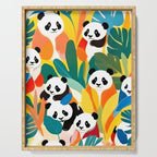 Pandas & Tropical, Nature Botanical Jungle Boho, Plants Wildlife Cute Animals, Funny Eclectic Summer Contemporary Painting Illustration  Serving Tray Gallery Image 1
