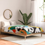 Pandas & Tropical, Nature Botanical Jungle Boho, Plants Wildlife Cute Animals, Funny Eclectic Summer Contemporary Painting Illustration  Comforter Gallery Image 2