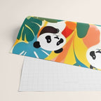 Pandas & Tropical, Nature Botanical Jungle Boho, Plants Wildlife Cute Animals, Funny Eclectic Summer Contemporary Painting Illustration  Wrapping Paper Gallery Image 2