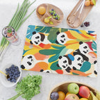 Pandas & Tropical, Nature Botanical Jungle Boho, Plants Wildlife Cute Animals, Funny Eclectic Summer Contemporary Painting Illustration  Cutting Board Gallery Image 2