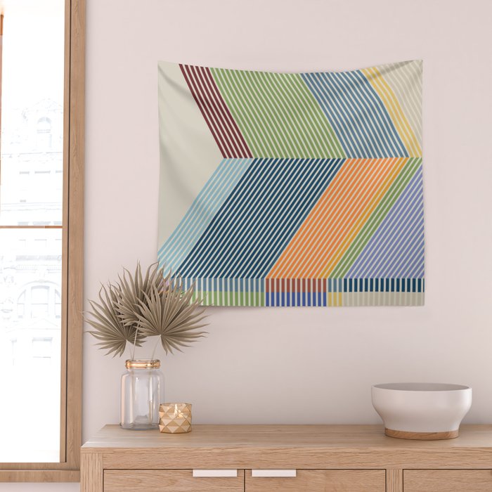 Linear Bauhaus Pattern 2 Wall Tapestry Gallery Image 2