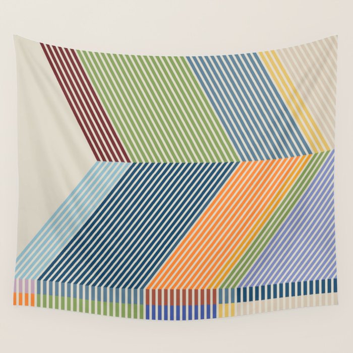 Linear Bauhaus Pattern 2 Wall Tapestry Gallery Image 4