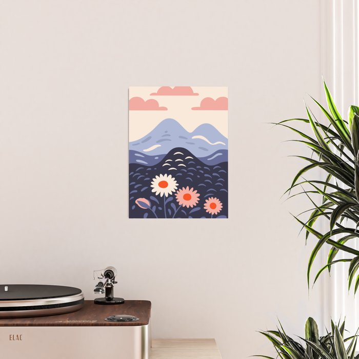 Flower mountain nature landscape art	 Poster Gallery Image 2