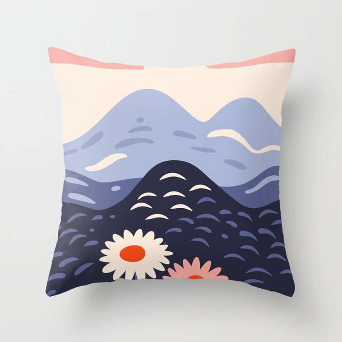 Flower mountain nature landscape art	 Throw Pillow Gallery Image 6