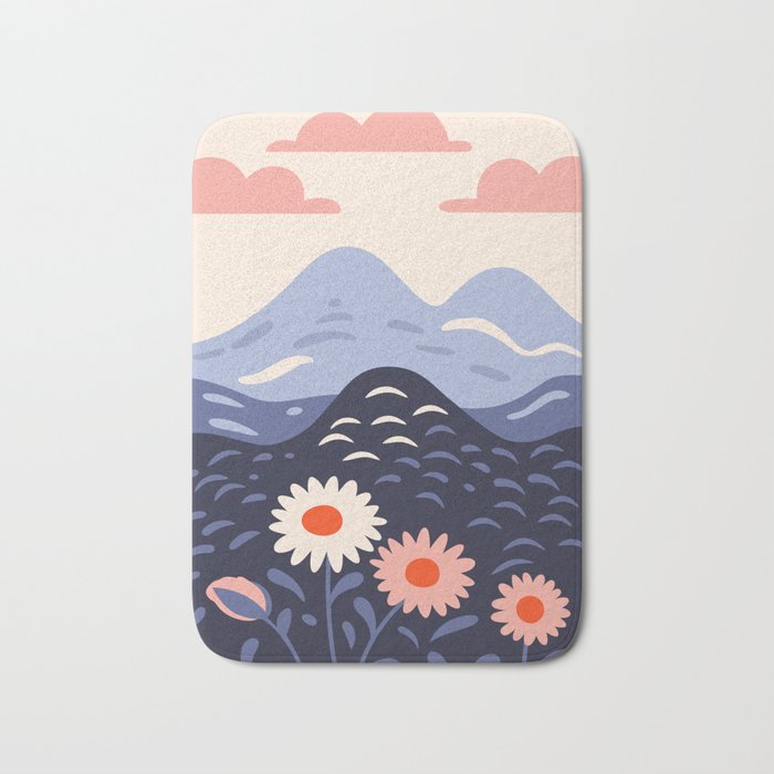 Flower mountain nature landscape art	 Bath Mat Gallery Image 1