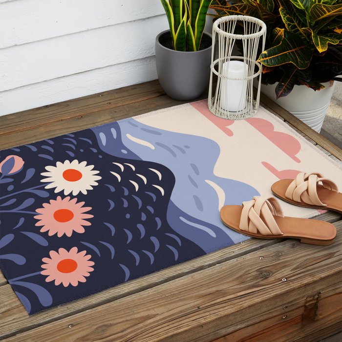 Flower mountain nature landscape art	 Outdoor Rug Gallery Image 2