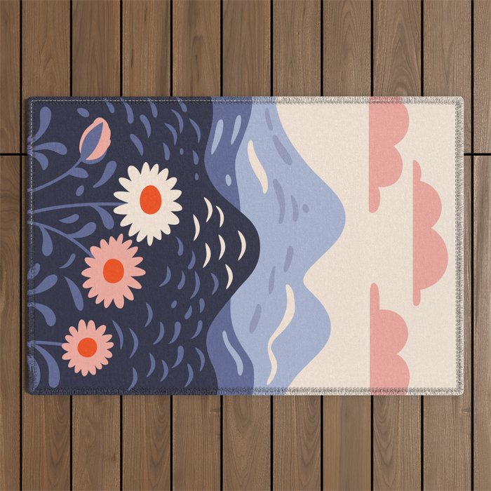Flower mountain nature landscape art	 Outdoor Rug Gallery Image 1