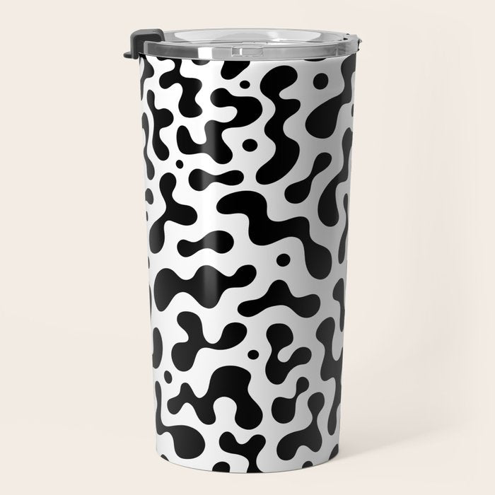 Abstract black organic liquid shape pattern Travel Mug Gallery Image 3