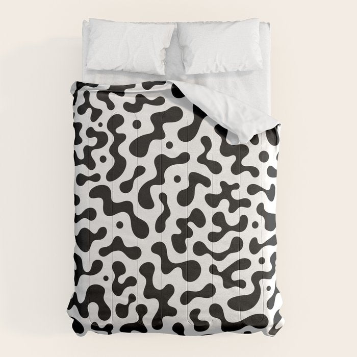 Abstract black organic liquid shape pattern Comforter Gallery Image 1