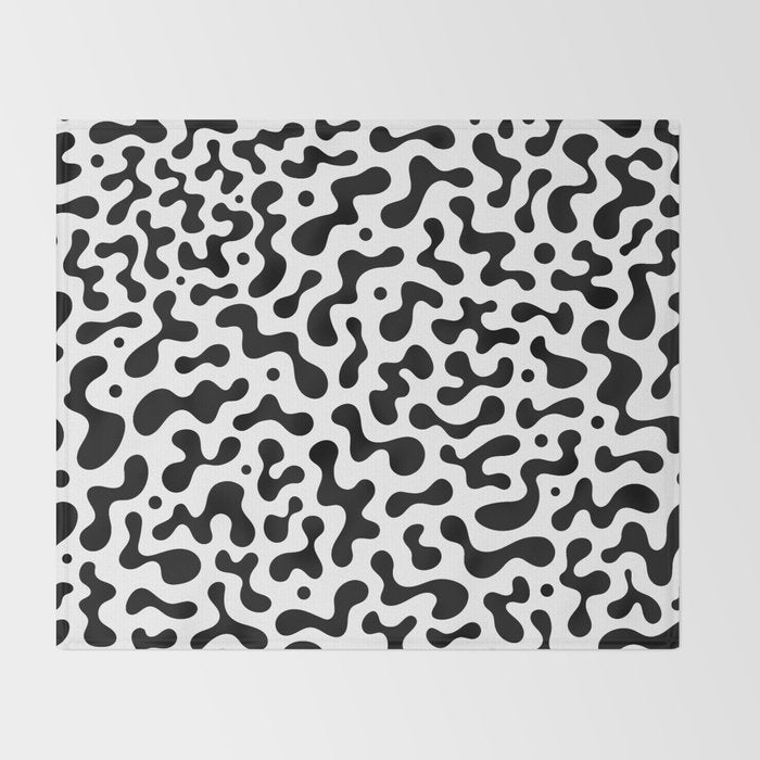 Abstract black organic liquid shape pattern Throw Blanket Gallery Image 2