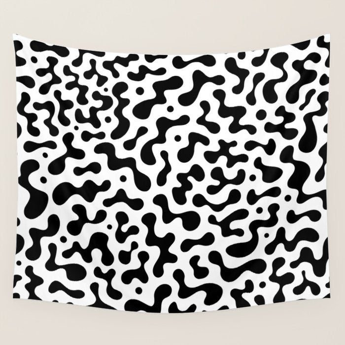 Abstract black organic liquid shape pattern Wall Tapestry Gallery Image 1