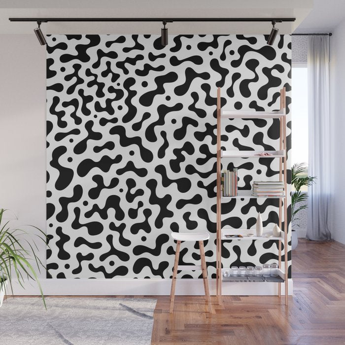 Abstract black organic liquid shape pattern Wall Mural Gallery Image 1