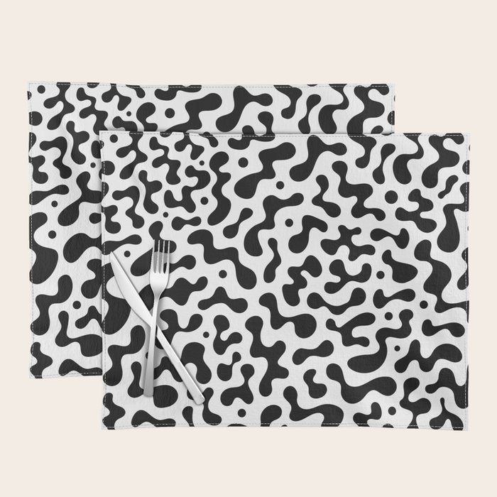 Abstract black organic liquid shape pattern Placemat Gallery Image 1