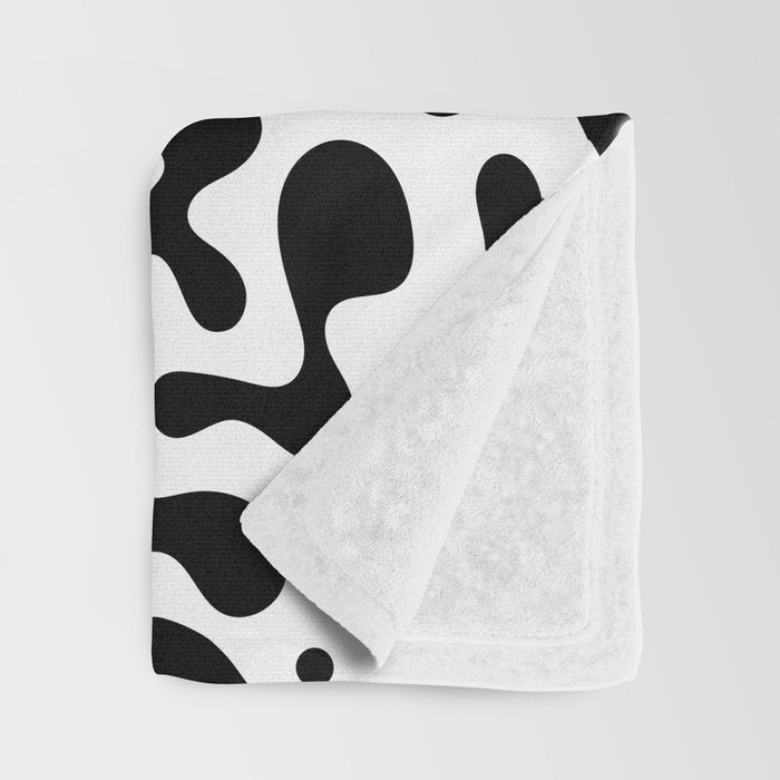 Abstract black organic liquid shape pattern Throw Blanket Gallery Image 3