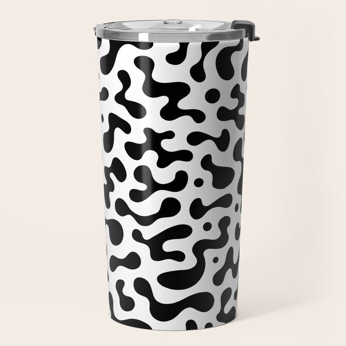 Abstract black organic liquid shape pattern Travel Mug Gallery Image 2