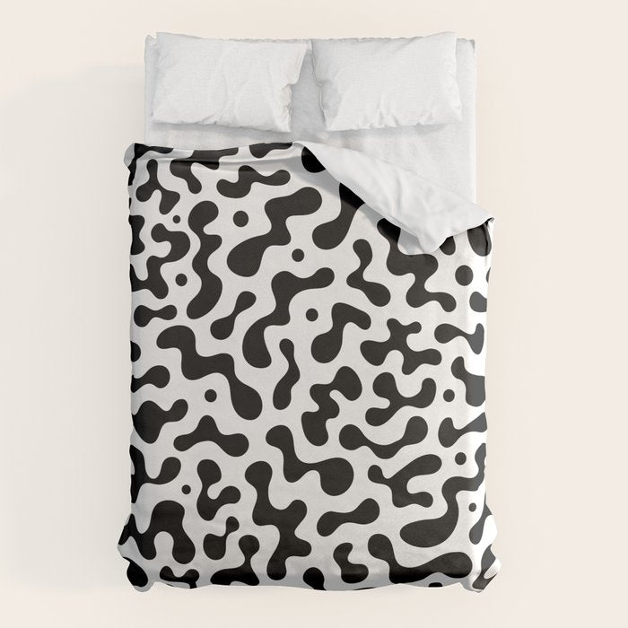 Abstract black organic liquid shape pattern Duvet Cover Gallery Image 6