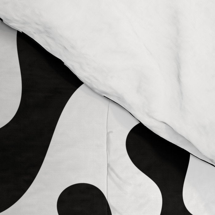Abstract black organic liquid shape pattern Comforter Gallery Image 4