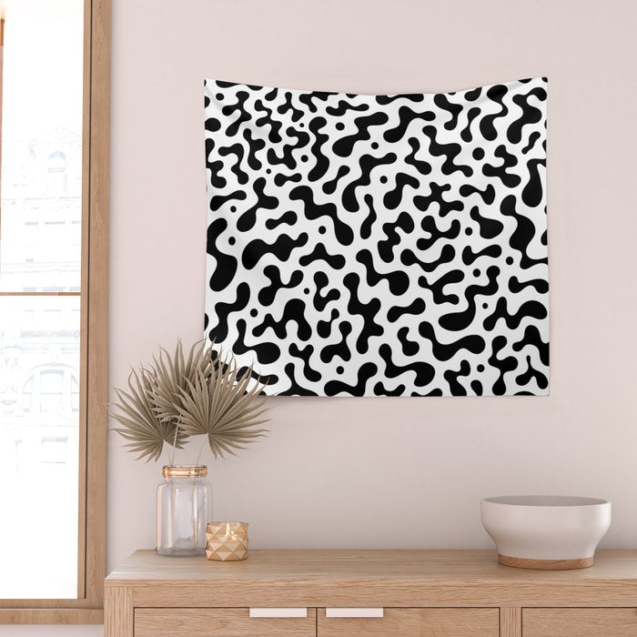 Abstract black organic liquid shape pattern Wall Tapestry Gallery Image 2