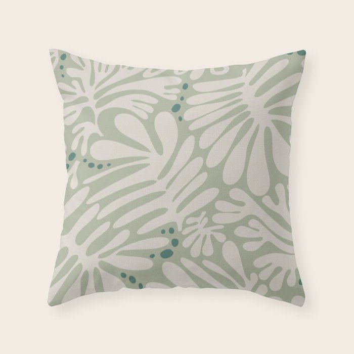Matisse minimalistic leave pattern light sage green Throw Pillow Gallery Image 6