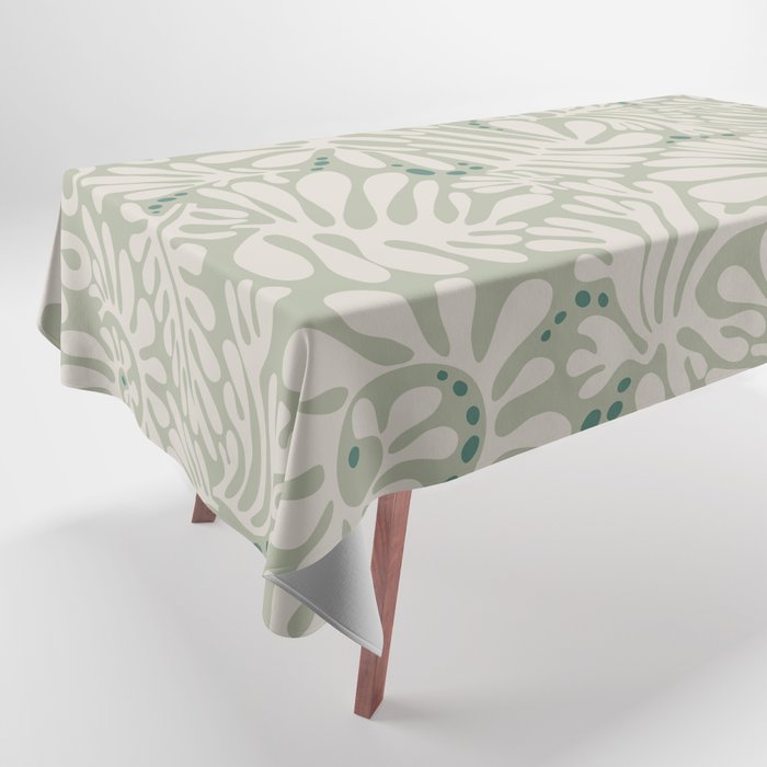 Matisse minimalistic leave pattern light sage green Tablecloth Gallery Image 1