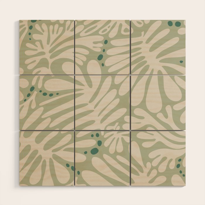 Matisse minimalistic leave pattern light sage green Wood Wall Art Gallery Image 1