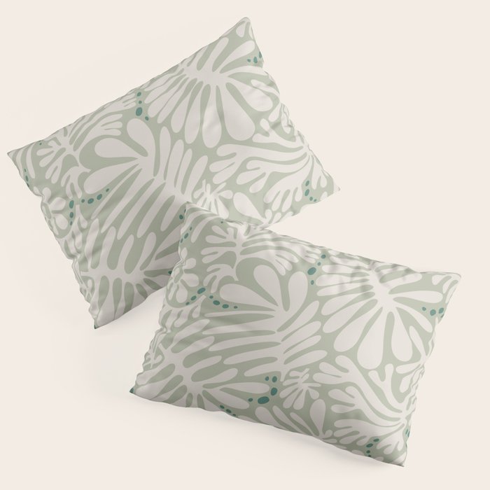 Matisse minimalistic leave pattern light sage green Pillow Sham Gallery Image 1