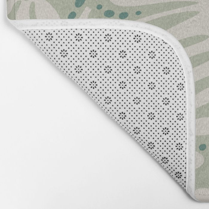 Matisse minimalistic leave pattern light sage green Bath Mat Gallery Image 2