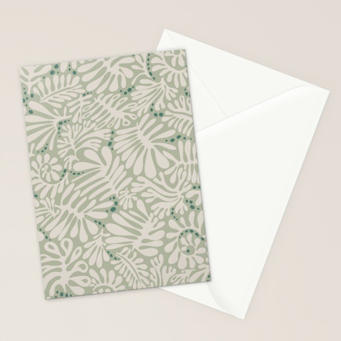 Matisse minimalistic leave pattern light sage green Stationery Card Gallery Image 2