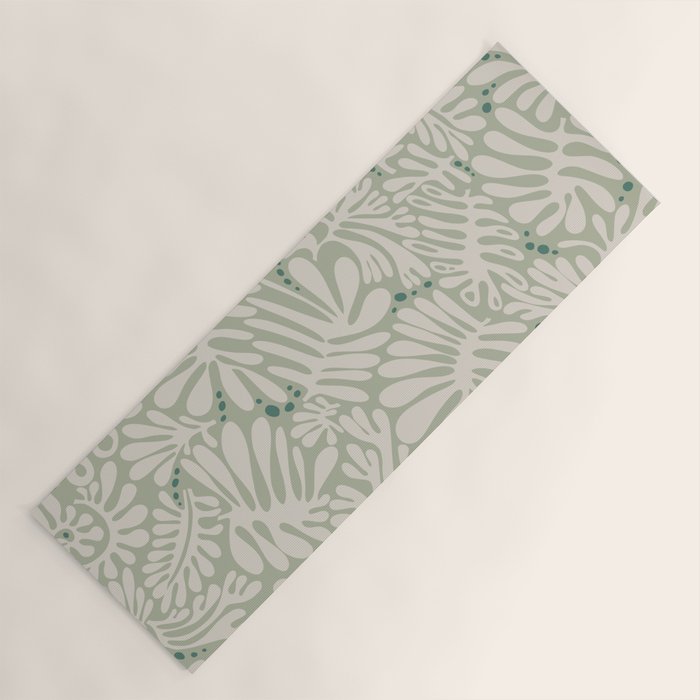 Matisse minimalistic leave pattern light sage green Yoga Mat Gallery Image 1