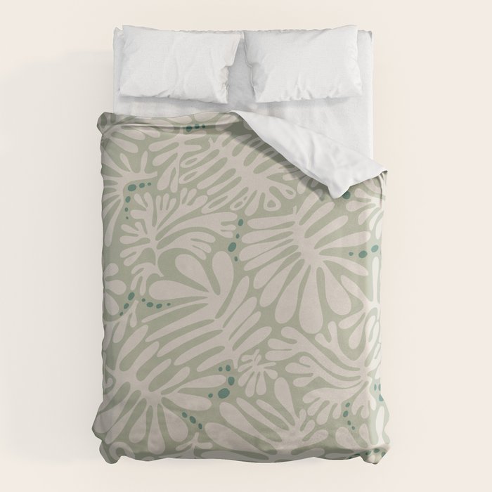 Matisse minimalistic leave pattern light sage green Duvet Cover Gallery Image 6