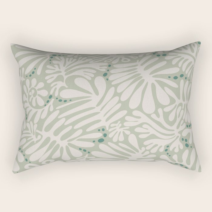 Matisse minimalistic leave pattern light sage green Rectangular Pillow Gallery Image 2