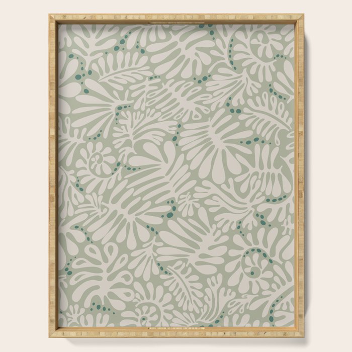 Matisse minimalistic leave pattern light sage green Serving Tray Gallery Image 1